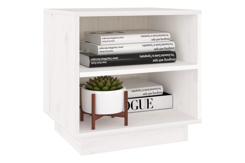 Nattbord 40x34x40 cm heltre furu hvit - Hvit - Møbler - Bord - Avlastningsbord - Sengebord & nattbord