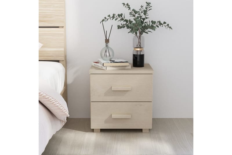 Nattbord 40x35x44,5 cm heltre furu honningbrun - Brun - Møbler - Bord - Avlastningsbord - Sengebord & nattbord