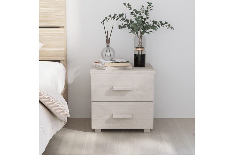 Nattbord 40x35x44,5 cm heltre furu hvit - Hvit - Møbler - Bord - Avlastningsbord - Sengebord & nattbord