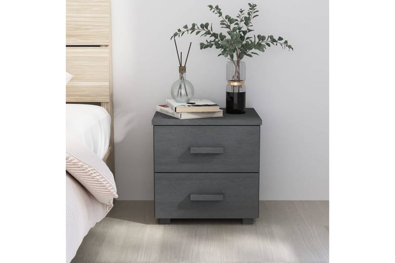 Nattbord 40x35x44,5 cm heltre furu mørkegrå - Grå - Møbler - Bord - Avlastningsbord - Sengebord & nattbord