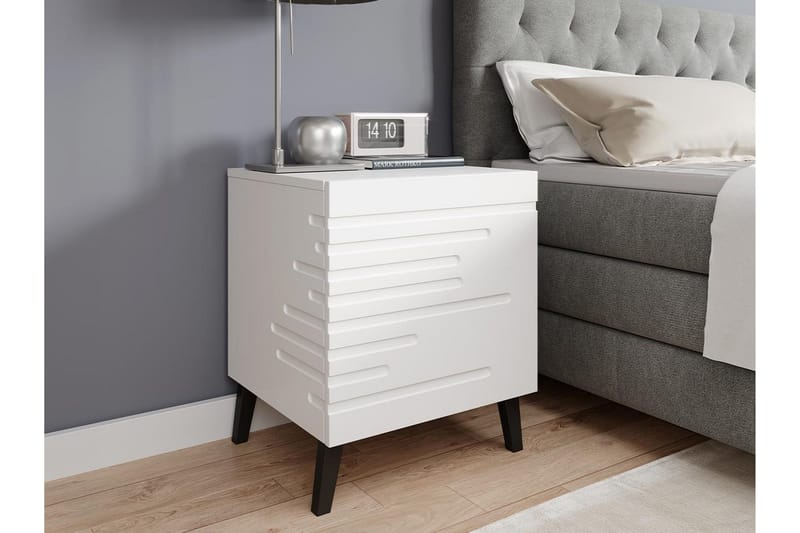 Nattbord 44 cm - Matt Hvit/Svart - Møbler - Bord - Avlastningsbord - Sengebord & nattbord