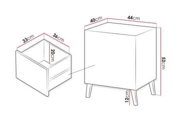 Nattbord 44 cm - Matt Hvit/Svart - Møbler - Bord - Avlastningsbord - Sengebord & nattbord