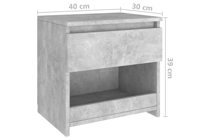 Nattbord betonggrå 40x30x39 cm sponplate - Grå - Møbler - Bord - Avlastningsbord - Sengebord & nattbord