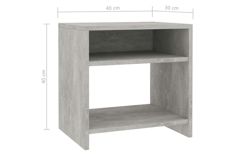 Nattbord betonggrå 40x30x40 cm sponplate - Grå - Sengebord & nattbord