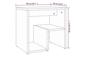 Nattbord brun eik 40x30x40 cm konstruert tre - Brun - Møbler - Bord - Avlastningsbord - Sengebord & nattbord