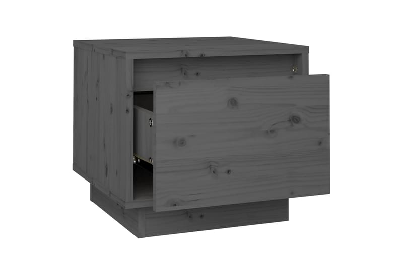 Nattbord grå 35x34x32 cm heltre furu - Grå - Sengebord & nattbord