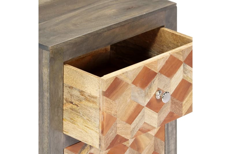 Nattbord grå 40x30x50 cm heltre mango - Grå - Møbler - Bord - Avlastningsbord - Sengebord & nattbord