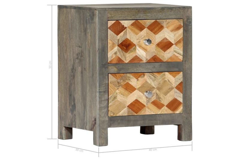 Nattbord grå 40x30x50 cm heltre mango - Grå - Møbler - Bord - Avlastningsbord - Sengebord & nattbord