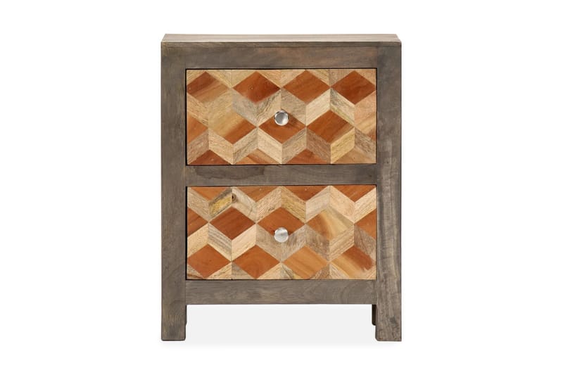Nattbord grå 40x30x50 cm heltre mango - Grå - Møbler - Bord - Avlastningsbord - Sengebord & nattbord