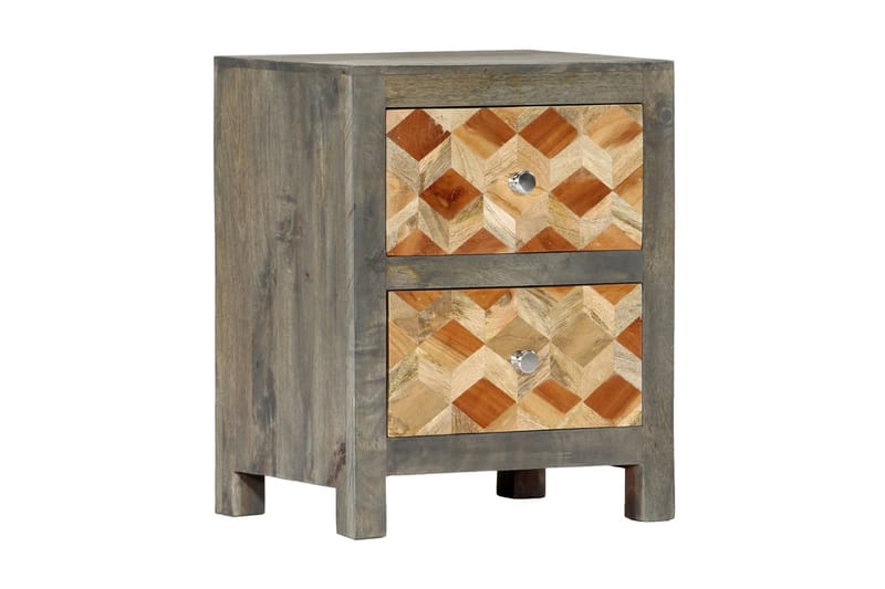 Nattbord grå 40x30x50 cm heltre mango - Grå - Møbler - Bord - Avlastningsbord - Sengebord & nattbord