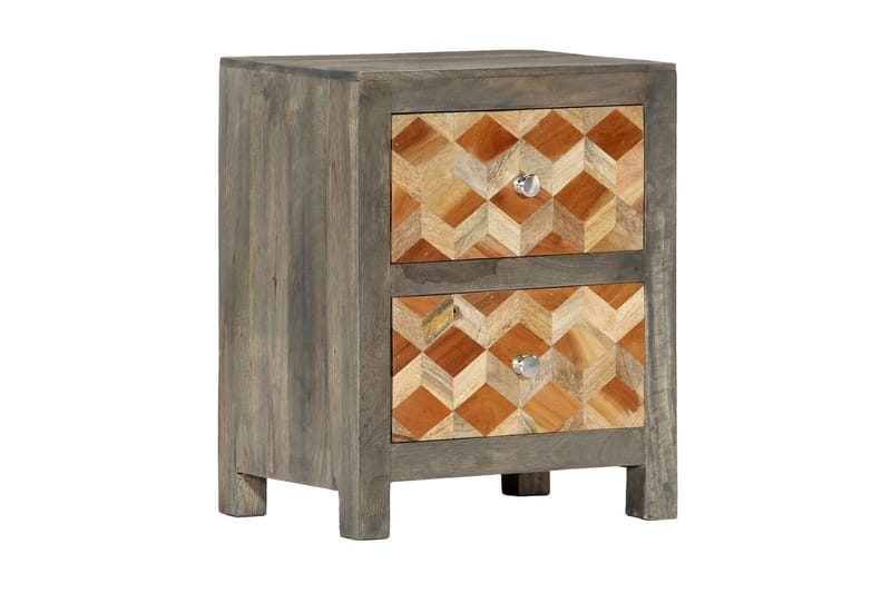 Nattbord grå 40x30x50 cm heltre mango - Grå - Møbler - Bord - Avlastningsbord - Sengebord & nattbord