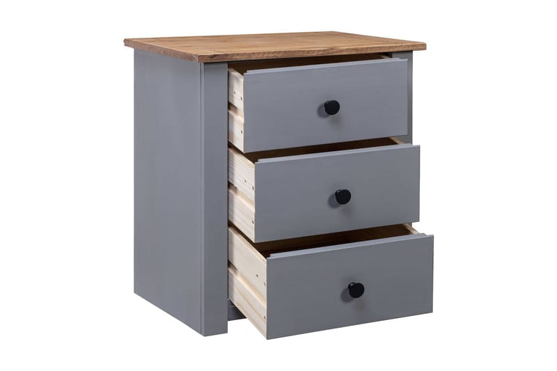 Nattbord grå 46x40x57 cm furu Panama Range - Møbler - Bord - Avlastningsbord - Sengebord & nattbord
