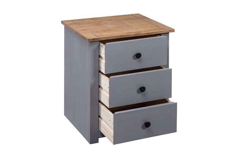 Nattbord grå 46x40x57 cm furu Panama Range - Møbler - Bord - Avlastningsbord - Sengebord & nattbord
