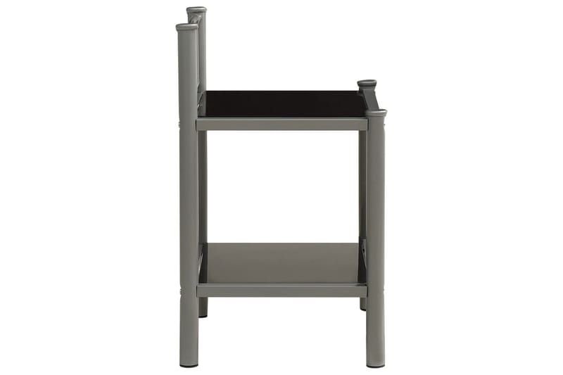 Nattbord grå og svart 45x34,5x60,5 cm metall og glass - Møbler - Bord - Avlastningsbord - Sengebord & nattbord