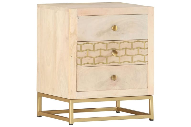 Nattbord gull 40x30x50 cm heltre mango - Møbler - Bord - Avlastningsbord - Sengebord & nattbord