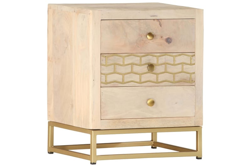 Nattbord gull 40x30x50 cm heltre mango - Møbler - Bord - Avlastningsbord - Sengebord & nattbord