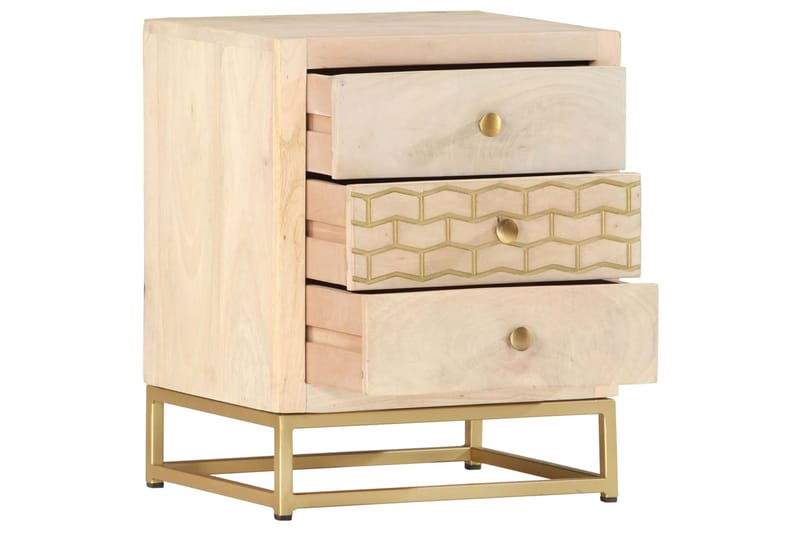 Nattbord gull 40x30x50 cm heltre mango - Møbler - Bord - Avlastningsbord - Sengebord & nattbord