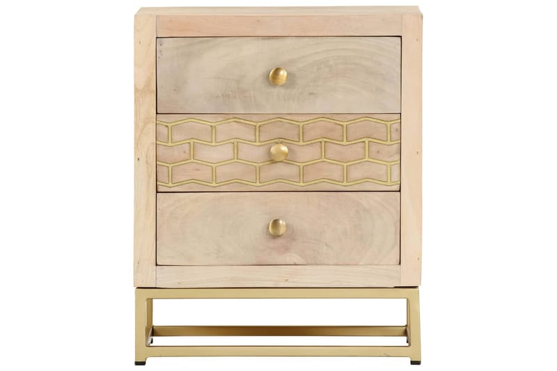 Nattbord gull 40x30x50 cm heltre mango - Møbler - Bord - Avlastningsbord - Sengebord & nattbord