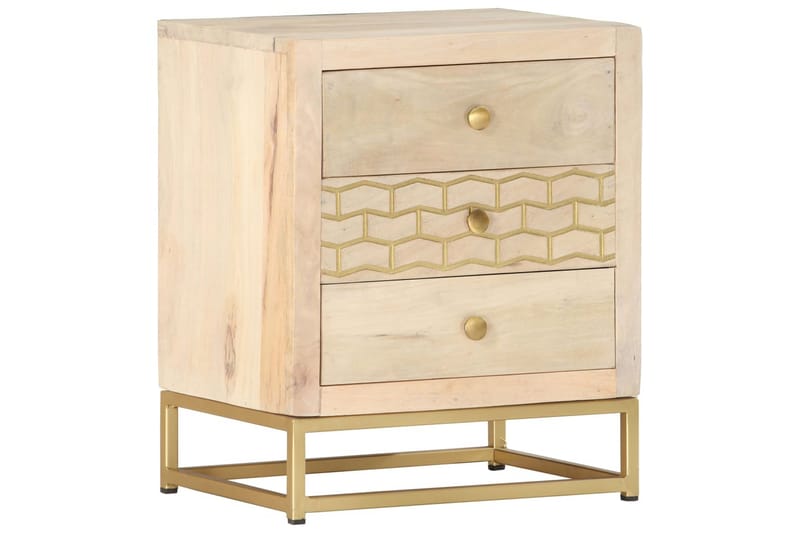 Nattbord gull 40x30x50 cm heltre mango - Møbler - Bord - Avlastningsbord - Sengebord & nattbord