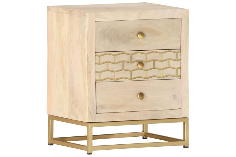 Nattbord gull 40x30x50 cm heltre mango - Møbler - Bord - Avlastningsbord - Sengebord & nattbord