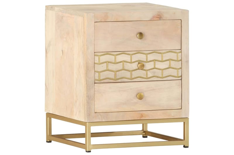 Nattbord gull 40x30x50 cm heltre mango - Møbler - Bord - Avlastningsbord - Sengebord & nattbord