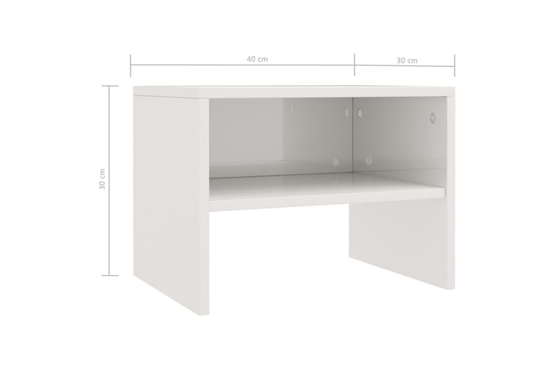 Nattbord høyglans hvit 40x30x30 cm sponplate - Hvit - Møbler - Bord - Avlastningsbord - Sengebord & nattbord