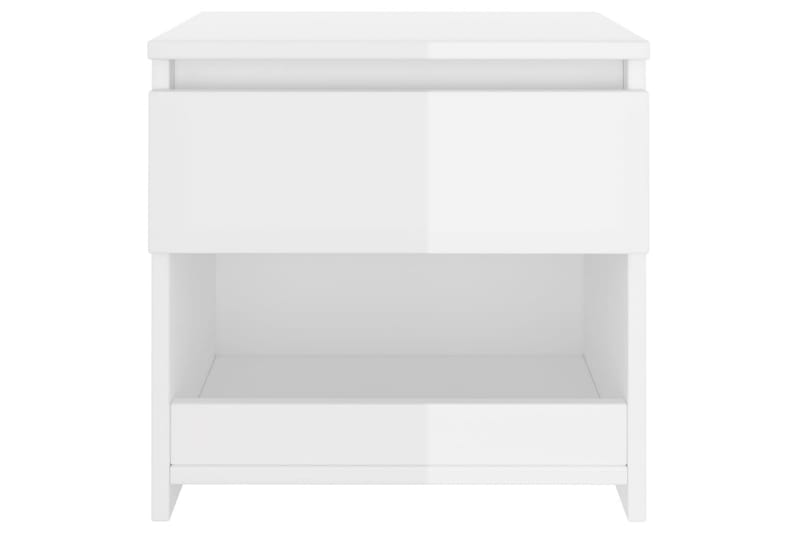Nattbord høyglans hvit 40x30x39 cm sponplate - Hvit - Sengebord & nattbord