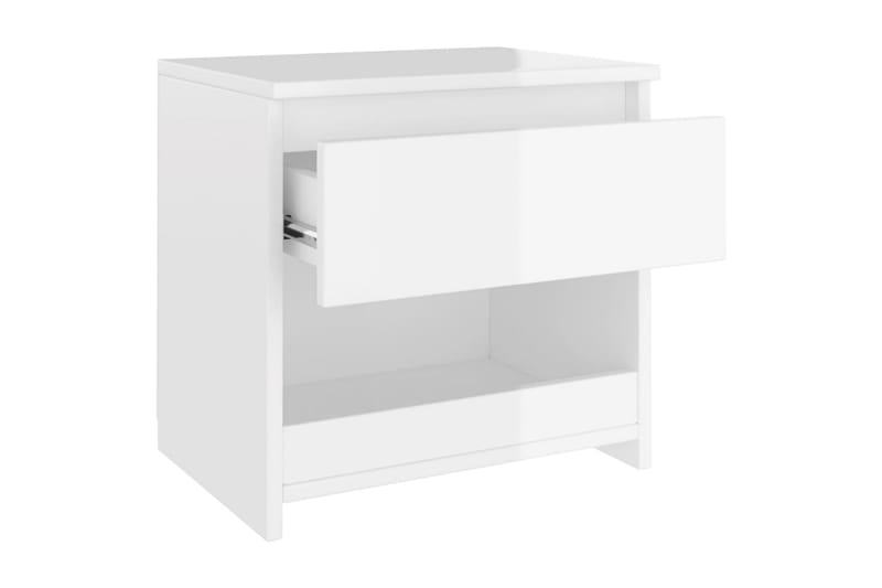 Nattbord høyglans hvit 40x30x39 cm sponplate - Hvit - Møbler - Bord - Avlastningsbord - Sengebord & nattbord