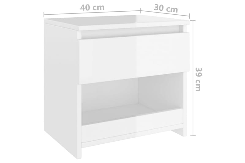 Nattbord høyglans hvit 40x30x39 cm sponplate - Hvit - Møbler - Bord - Avlastningsbord - Sengebord & nattbord