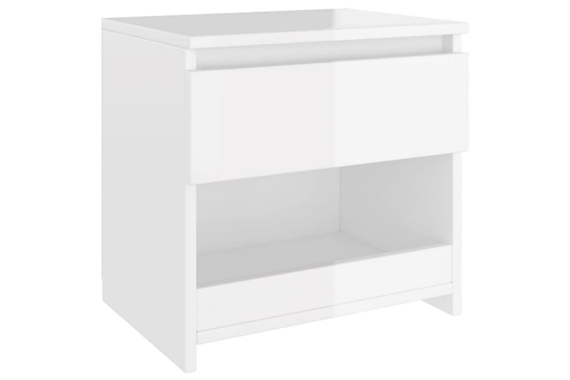 Nattbord høyglans hvit 40x30x39 cm sponplate - Hvit - Møbler - Bord - Avlastningsbord - Sengebord & nattbord