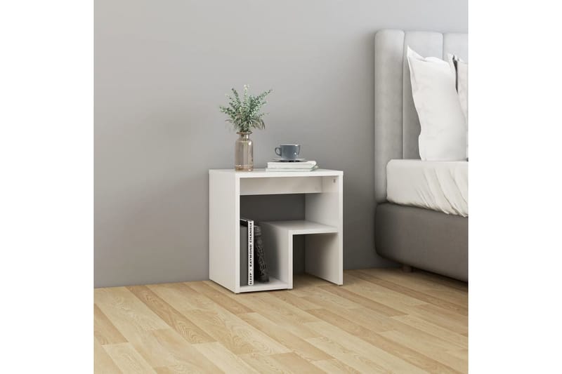 Nattbord høyglans hvit 40x30x40 cm sponplate - Hvit - Møbler - Bord - Avlastningsbord - Sengebord & nattbord