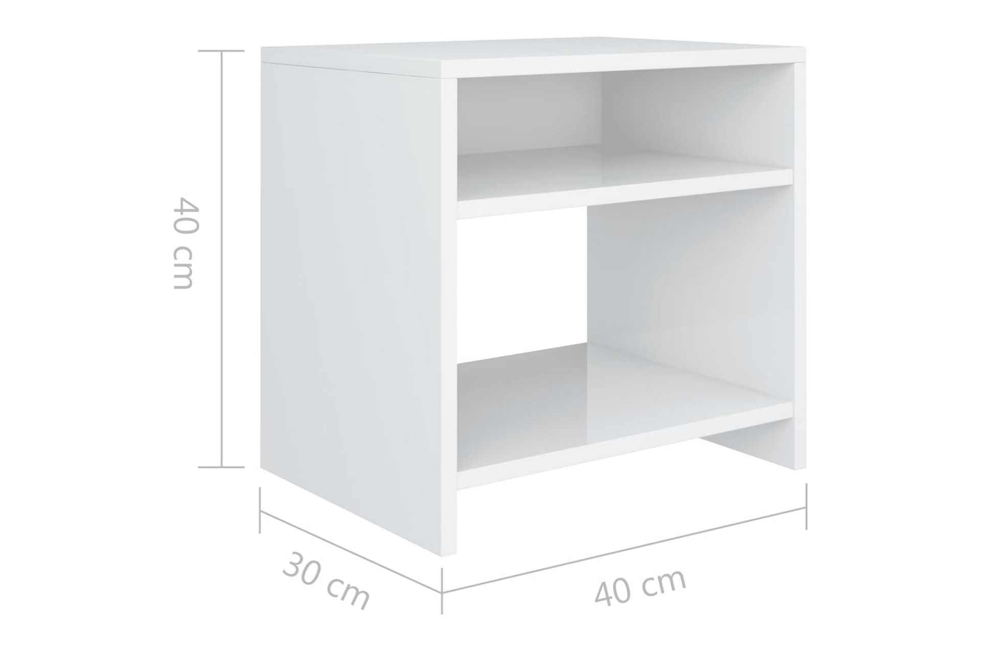 Nattbord høyglans hvit 40x30x40 cm sponplate - Hvit - Møbler - Bord - Avlastningsbord - Sengebord & nattbord