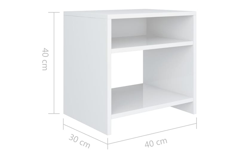 Nattbord høyglans hvit 40x30x40 cm sponplate - Hvit - Møbler - Bord - Avlastningsbord - Sengebord & nattbord