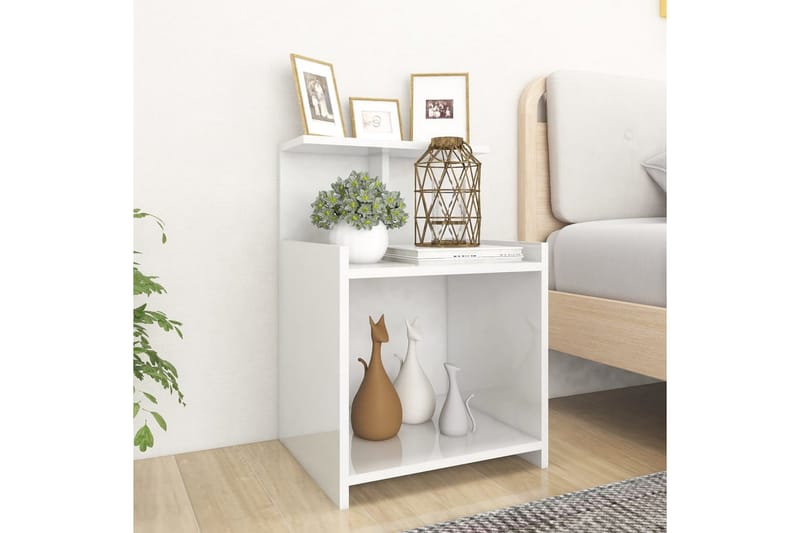 Nattbord høyglans hvit 40x35x60 cm sponplate - Hvit - Møbler - Bord - Avlastningsbord - Sengebord & nattbord