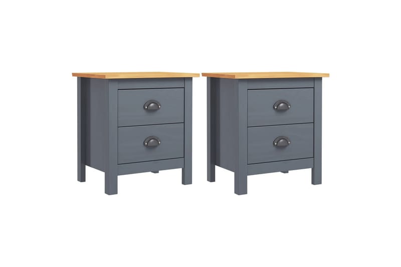 Nattbord Hill Range 2 stk grå 46x35x49,5 cm heltre furu - Møbler - Bord - Avlastningsbord - Sengebord & nattbord