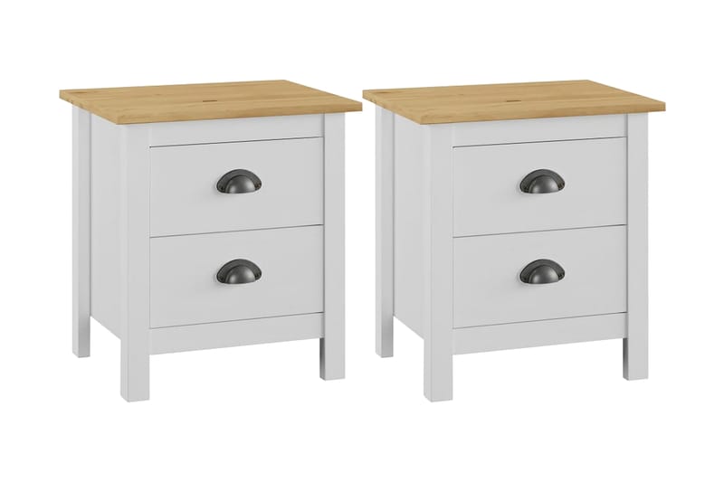 Nattbord Hill Range 2 stk hvit 46x35x49,5 cm heltre furu - Møbler - Bord - Avlastningsbord - Sengebord & nattbord