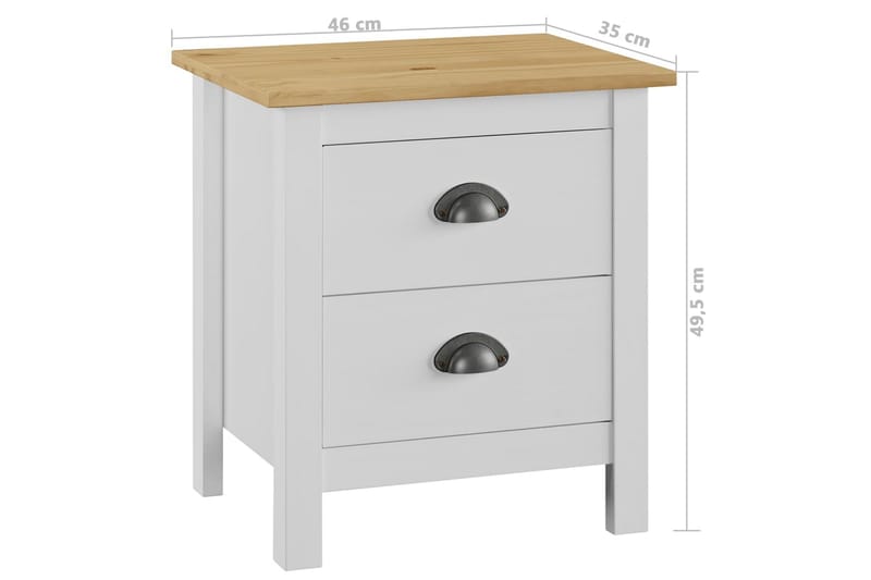 Nattbord Hill Range 2 stk hvit 46x35x49,5 cm heltre furu - Sengebord & nattbord