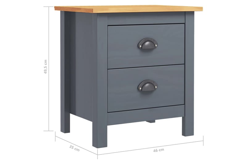 Nattbord Hill Range grå 46x35x49,5 cm heltre furu - Møbler - Bord - Avlastningsbord - Sengebord & nattbord