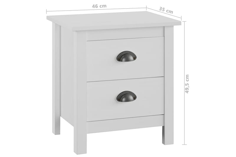 Nattbord Hill Range hvit 46x35x49,5 cm heltre furu - Sengebord & nattbord