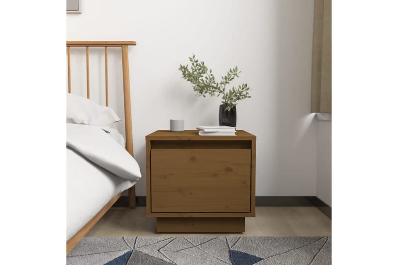 Nattbord honningbrun 35x34x32 cm heltre furu - Brun - Møbler - Bord - Avlastningsbord - Sengebord & nattbord