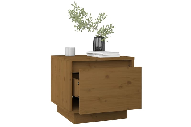 Nattbord honningbrun 35x34x32 cm heltre furu - Brun - Møbler - Bord - Avlastningsbord - Sengebord & nattbord