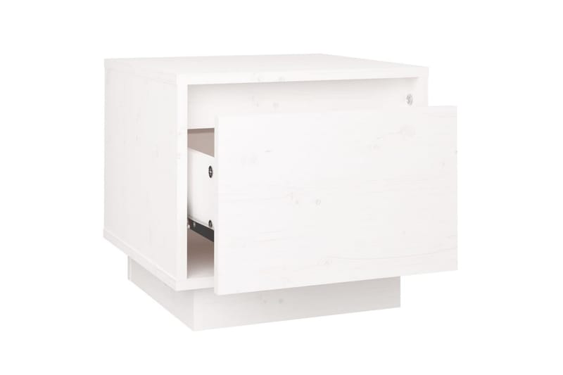 Nattbord hvit 35x34x32 cm heltre furu - Hvit - Sengebord & nattbord