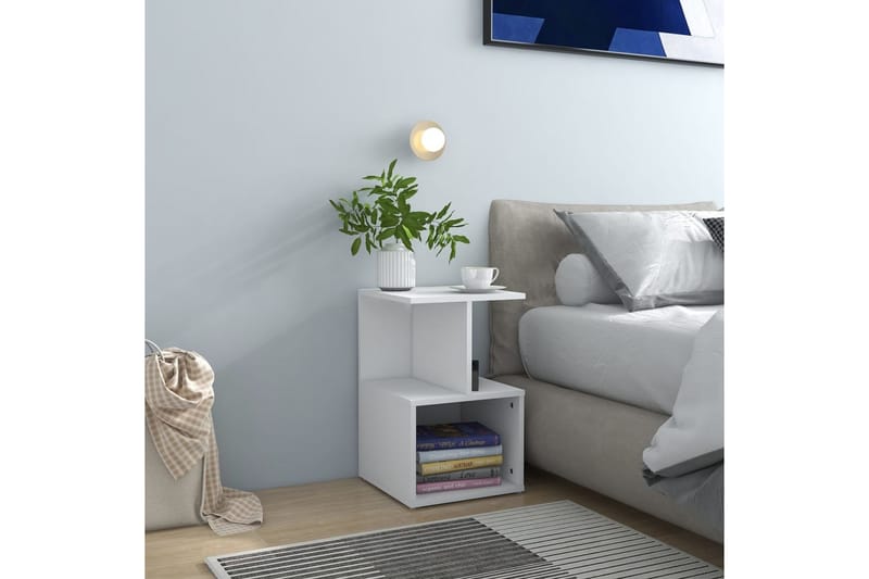 Nattbord hvit 35x35x55 cm sponplate - Hvit - Møbler - Bord - Avlastningsbord - Sengebord & nattbord