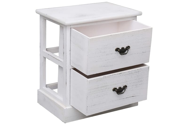 Nattbord hvit 38x28x45 cm keisertre - Hvit - Møbler - Bord - Avlastningsbord - Sengebord & nattbord