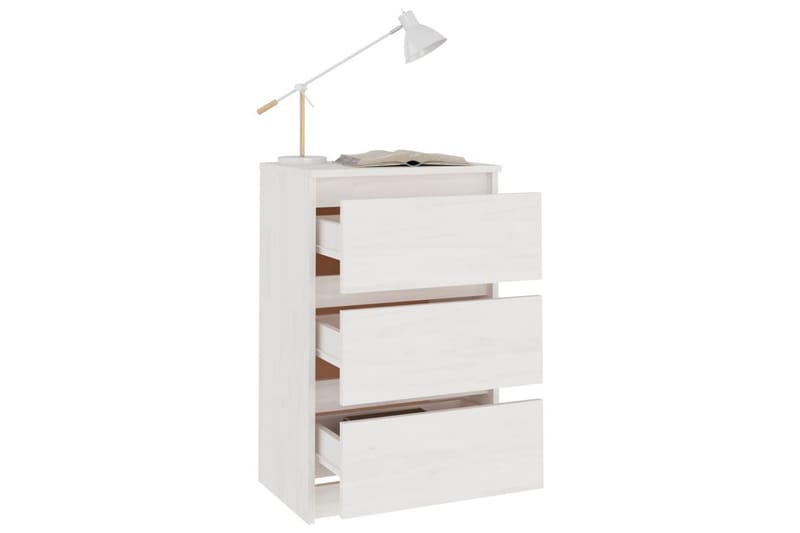 Nattbord hvit 40x29,5x64 cm heltre furu - Hvit - Møbler - Bord - Avlastningsbord - Sengebord & nattbord
