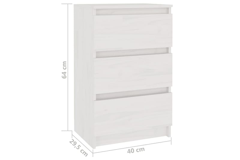 Nattbord hvit 40x29,5x64 cm heltre furu - Hvit - Sengebord & nattbord