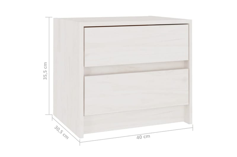 Nattbord hvit 40x30,5x35,5 cm heltre furu - Hvit - Sengebord & nattbord