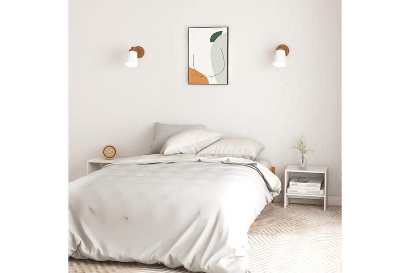 Nattbord hvit 40x30,5x40 cm heltre furu - Hvit - Møbler - Bord - Avlastningsbord - Sengebord & nattbord
