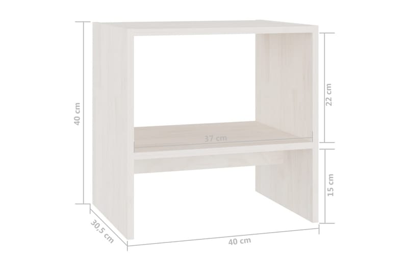 Nattbord hvit 40x30,5x40 cm heltre furu - Hvit - Sengebord & nattbord