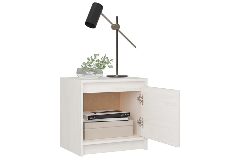 Nattbord hvit 40x30,5x40 cm heltre furu - Hvit - Møbler - Bord - Avlastningsbord - Sengebord & nattbord